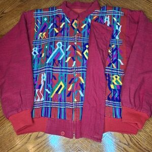 Vintage Risma Chij Guatemala Hand Woven Red Jacket